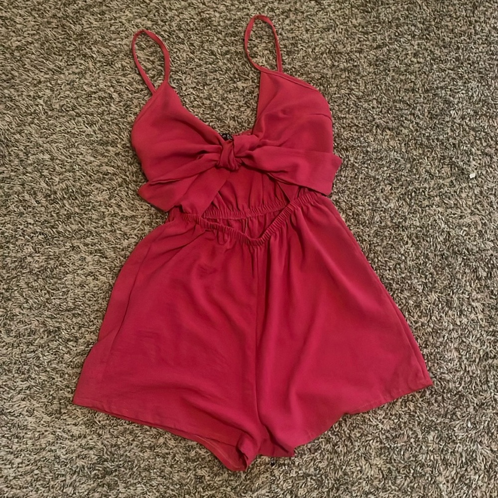 Boohoo Hot pink romper with peekaboo hole